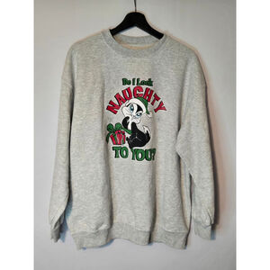 Y2K Fruit of the Loom Tag "Do I Look Naugty" Holiday Crewneck Sweatshirt (2006)